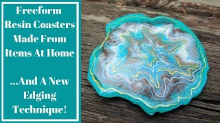 #72- Making Freeform Resin Coasters With Household Items... And A New Edging Technique!