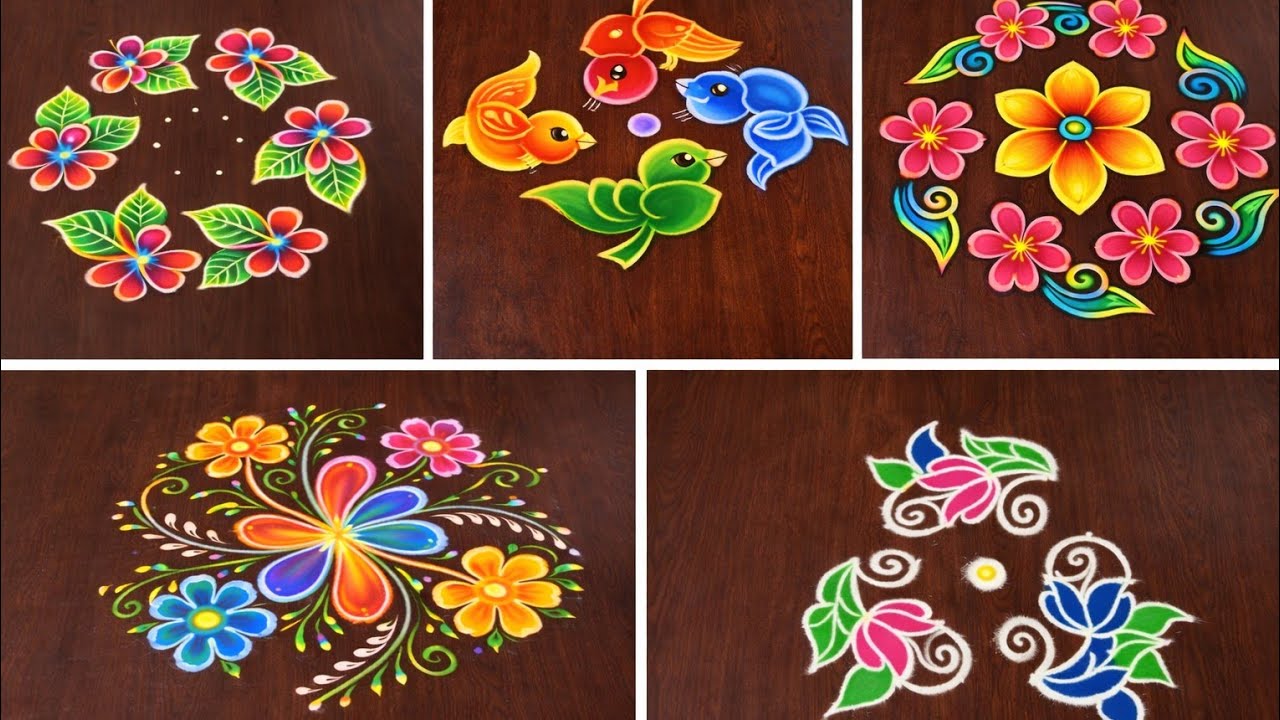 బ్యూటిఫుల్ కలెక్షన్స్ రంగోలి 🌺 easy రంగోలి 🌺 5 రంగోలిస్ 🌺 