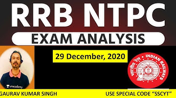 RRB NTPC Exam Analysis (29 Dec 2020) | GS/GA Asked Questions by Gaurav sir