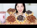 ASMR Waffle Desserts Mukbang 공차 & 와플 먹방 🍩 배러댄와플 디저트 버블티 오레오 누텔라 티라미수 Bubble Tea Nutella Oreo デザート