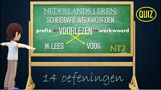 Zinnen met scheidbare werkwoorden oefenen (separable verbs). Nederlands leren: NT2, A2B1