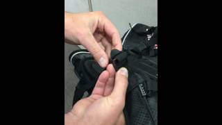 How to feed nylon strap through adjustable slider on backpack