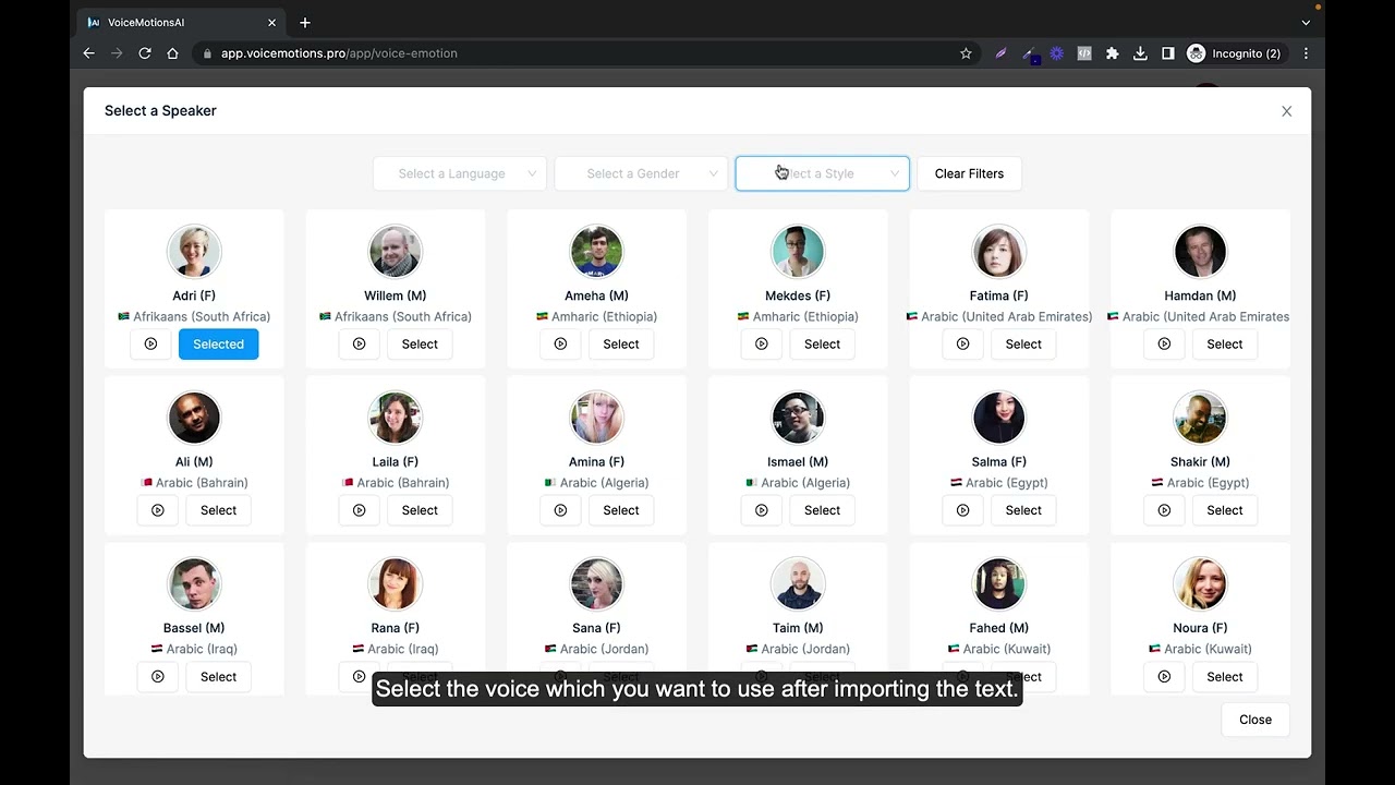 How to use VoiceMotions A.I.