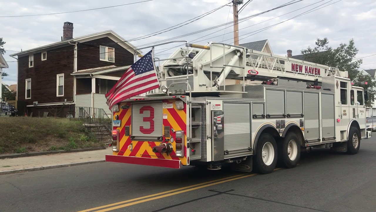 New Haven Fire Department Truck 3 Responding With Q2B & Air Horns