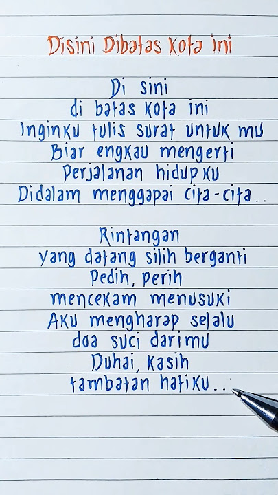 Disini Dibatas Kota Ini · Tommy J Pisa · Lyrics