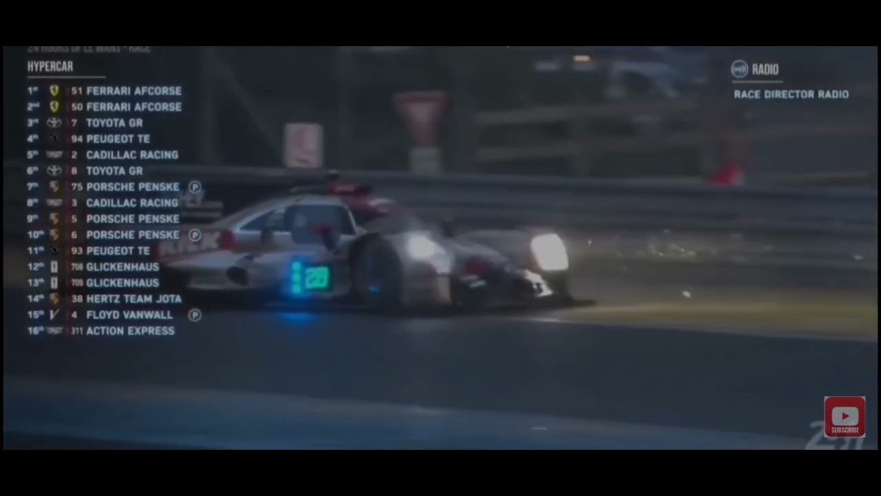 Pietro Fittipaldi crash passing Maldonado at 24h Le Mans 2023