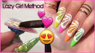 Lazy Girl Method Using Acrylic Easy Af Summer Nails Femibeauty Diy Fruity Nail Art Kayla Marie