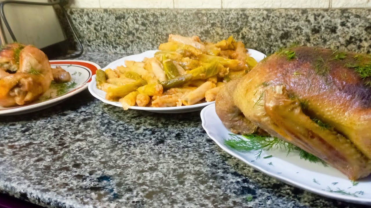 وليمه العيله محشى كرنب وبط وفراخ