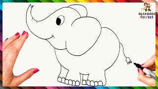Como Desenhar Um Elefante Passo A Passo  Desenhar Elefante Fácil