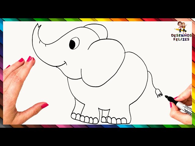 Como desenhar um elefante kawaii passo a passo super fácil 🐘✍️ #comod