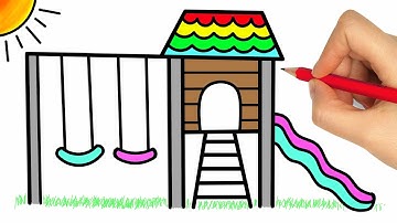 How to Draw a Playground Set with Slide and Swing Easy