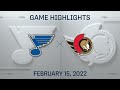 NHL Highlights | Blues vs. Senators - Feb. 15, 2022