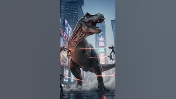 Giant T-Rex vs. Futuristic Robot in the City!