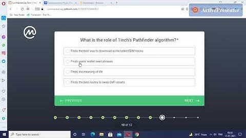 Learn and Earn 1Inch token quiz answers  @ Coinmarketcap campaign