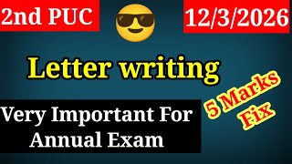 2Nd Puc Hindi Letter Writing For Annual Exam 2026