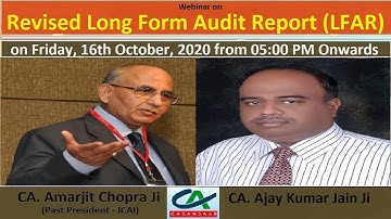 Revised Long Form Audit Report (LFAR) for Bank Audit by CA Amarjit Chopra Ji & CA Ajay Kumar Jain Ji