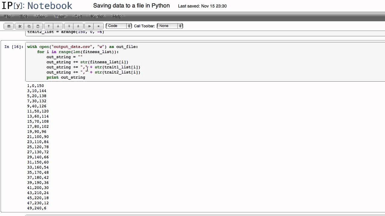 Saving data to a file in Python