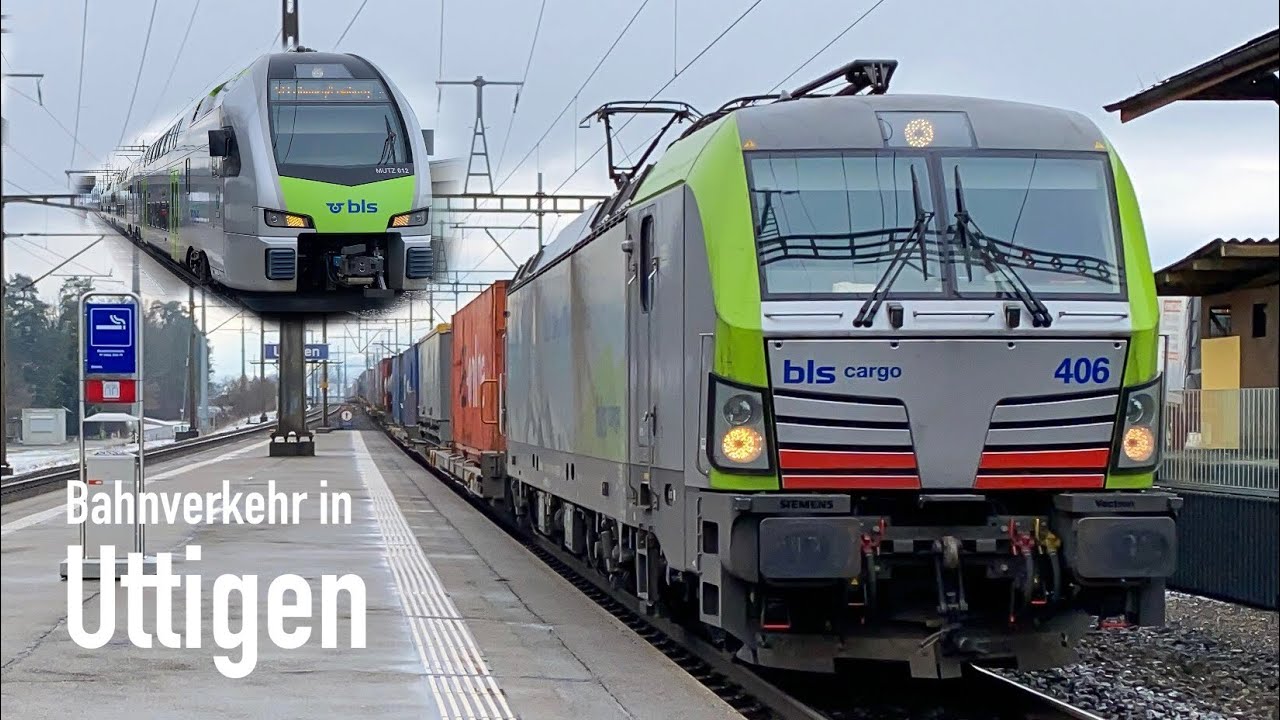 Bahnverkehr in Uttigen bei Schneefall | BLS MUTZ | Lötschberg | SBB