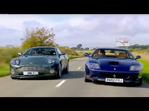 Part two of two. Its now Jeremy's turn behind the wheel of the scintillating Ferrari 575 as Damon Hill tries out the Aston Martin Vanquish for size. Which one is the superior supercar? Watch this great clip to find out. Go to www.youtube.com to see a full list of all high quality videos available on the Top Gear YouTube channel and don't forget to visit www.topgear.com for all the latest news and car reviews.