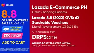 Lazada 8.8 (2022) Grand Vouchers Sale 6X Stackable Vouchers Digital Ad 2H 2022 15s (Philippines)