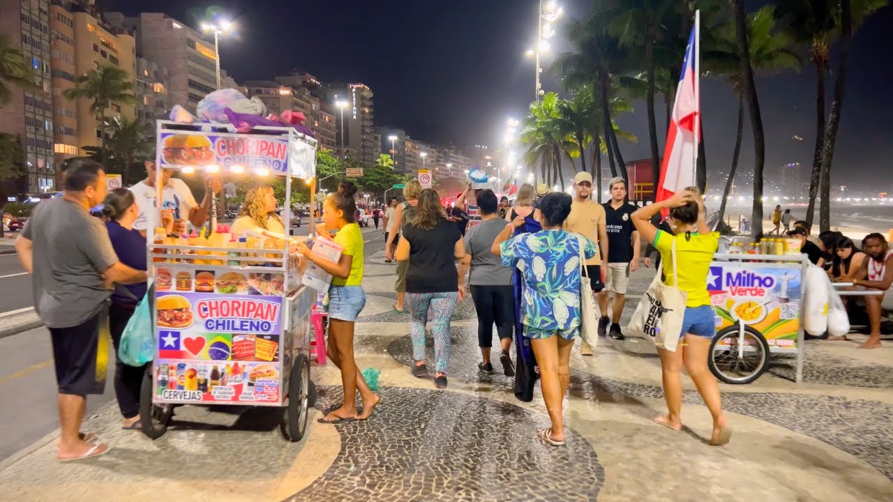 WALKING ALONG COPACABANA BEACHFRONT AT NIGHT | RIO DE JANEIRO, BRAZIL 【4K】NOVEMBER 2024