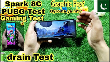 Tecno spark 8C Pubg Test | Full gaming review Graphic gyro performance Chek | Battery drain Test