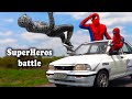 SUPERHEROS EPIC BATTLE | Spider-man, Venom Destroying Deadpool's Car | Người Nhện lên xe