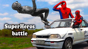 SUPERHEROS EPIC BATTLE | Spider-man, Venom Destroying Deadpool's Car | Comedy Funny Video