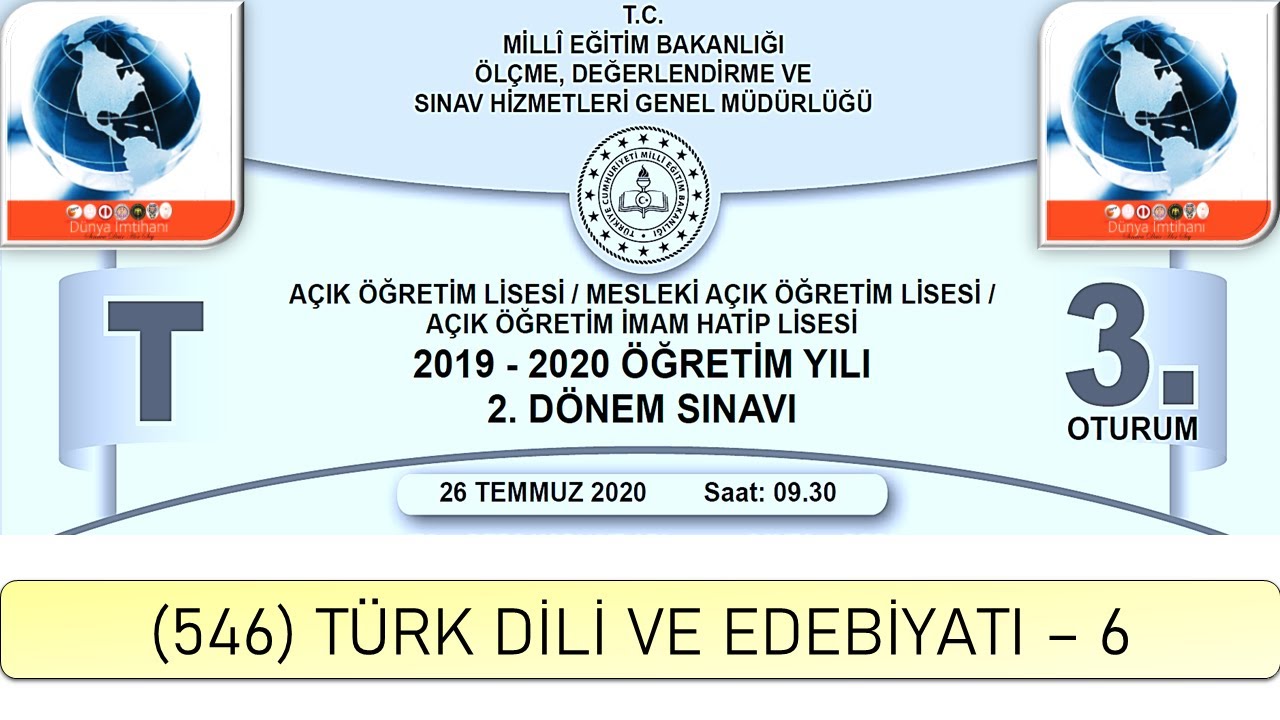 2020 / 2. DÖNEM / AÇIK ÖĞRETİM LİSESİ / (546) TÜRK DİLİ VE EDEBİYATI – 6