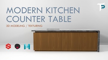 Modern Counter Table - 3D Modeling - Maya, Substance Painter, Marmoset Toolbag