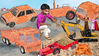 Mini Brick Vehicles Comedy Videos Collection Mini JCB Tractor New Hindi Kahaniya Funny Moral Stories