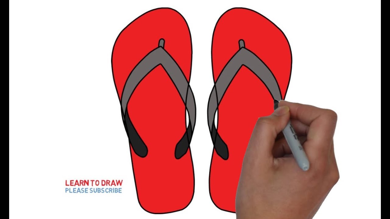How to Draw a Flip Flops Step By Step Easy For Kids - YouTube