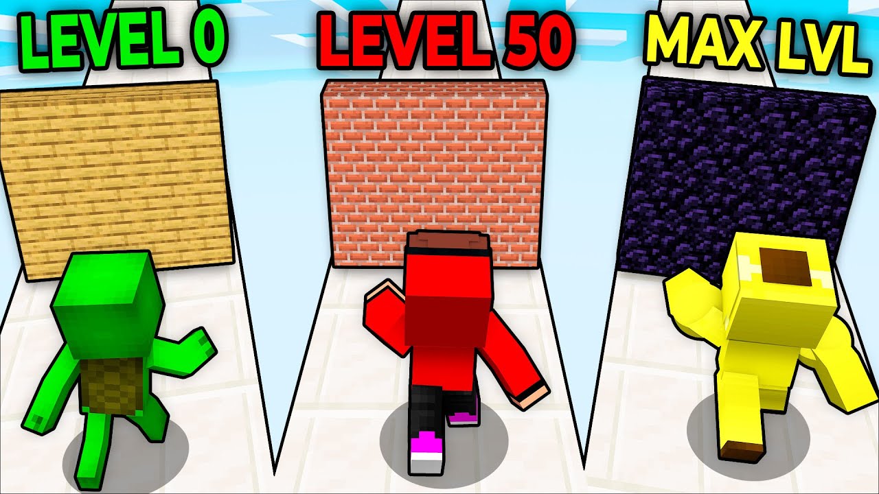 JJ vs Mikey vs BananaKid in Muscle RUSH GAME 3D (Minecraft Maizen)