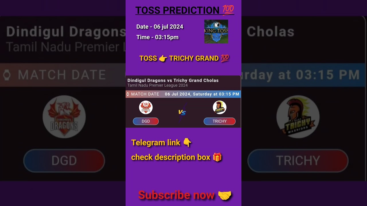 Dindigul vs Trichy toss prediction | today toss prediction 😍 | Tamil Nadu premier league 2024