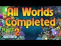 Plants vs zombies 2 all worlds completed without leveled up plants
