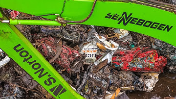 Powerful Scrap Yard Machines in Action! Sennebogen & Liebherr Feed the Shredder Industrial Recycling