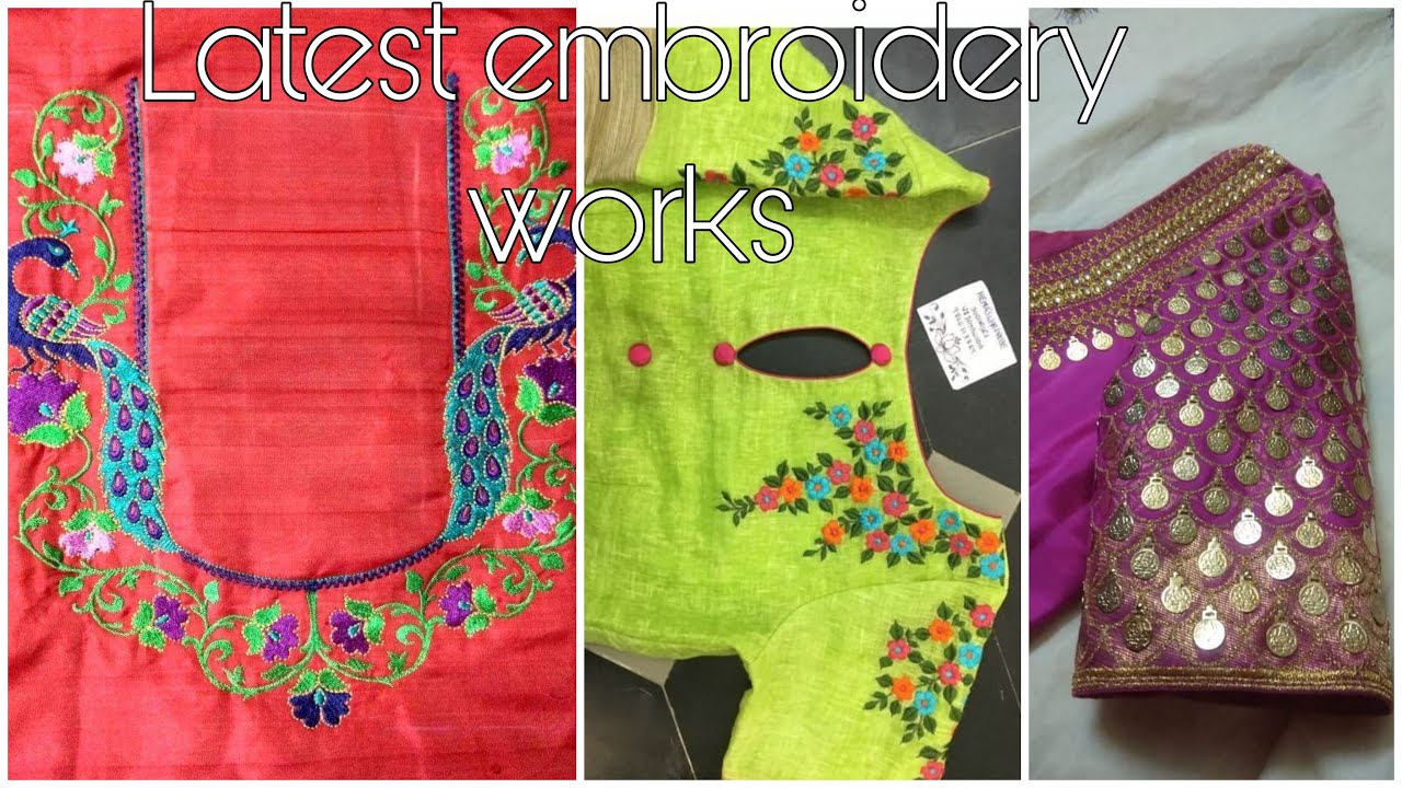 Latest machine embroidery designswork blouses YouTube