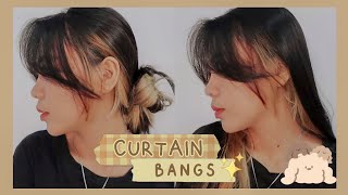 TUTORIAL Potong Poni Ala Korea Sendiri! Cara TERMUDAH🧸 || ✂️Cutting My Own Curtain Bangs