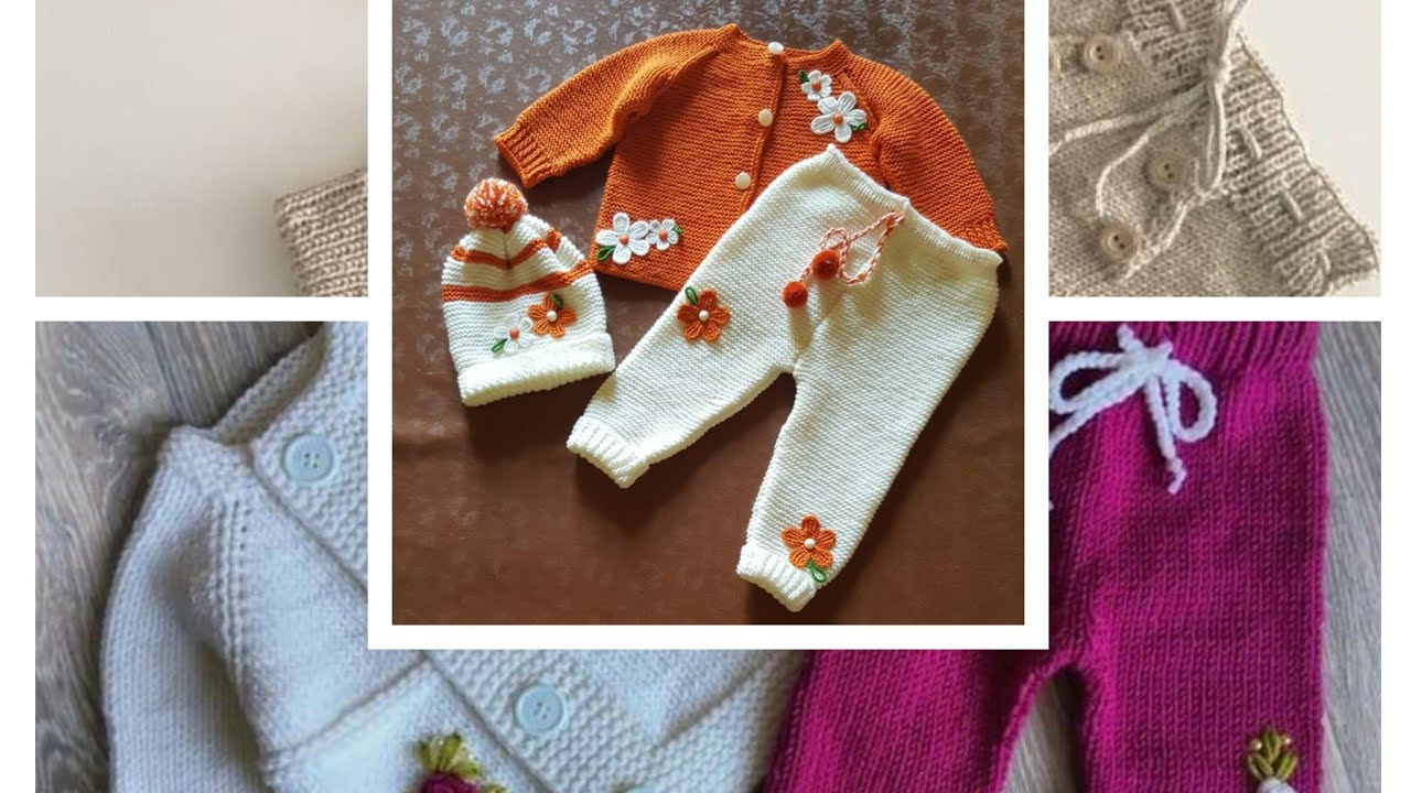 Cardigan leggings sets designs for baby girls_Knit cardigan sets with