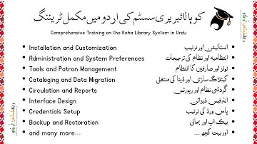 Complete course on the Koha library system in Urdu 2025 -کوہا نظامِ کتب خانہ پر ارُدوُ میں مکمل کورس