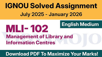 IGNOU MLI 102 Solved Assignment 2025-26 English Medium PDF Download | MLIS Solved Assignment