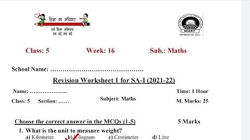 EDMC class 5 Maths Week-16 worksheet || With Solutions || SDMC || SCERT WORKSHEET || Revision