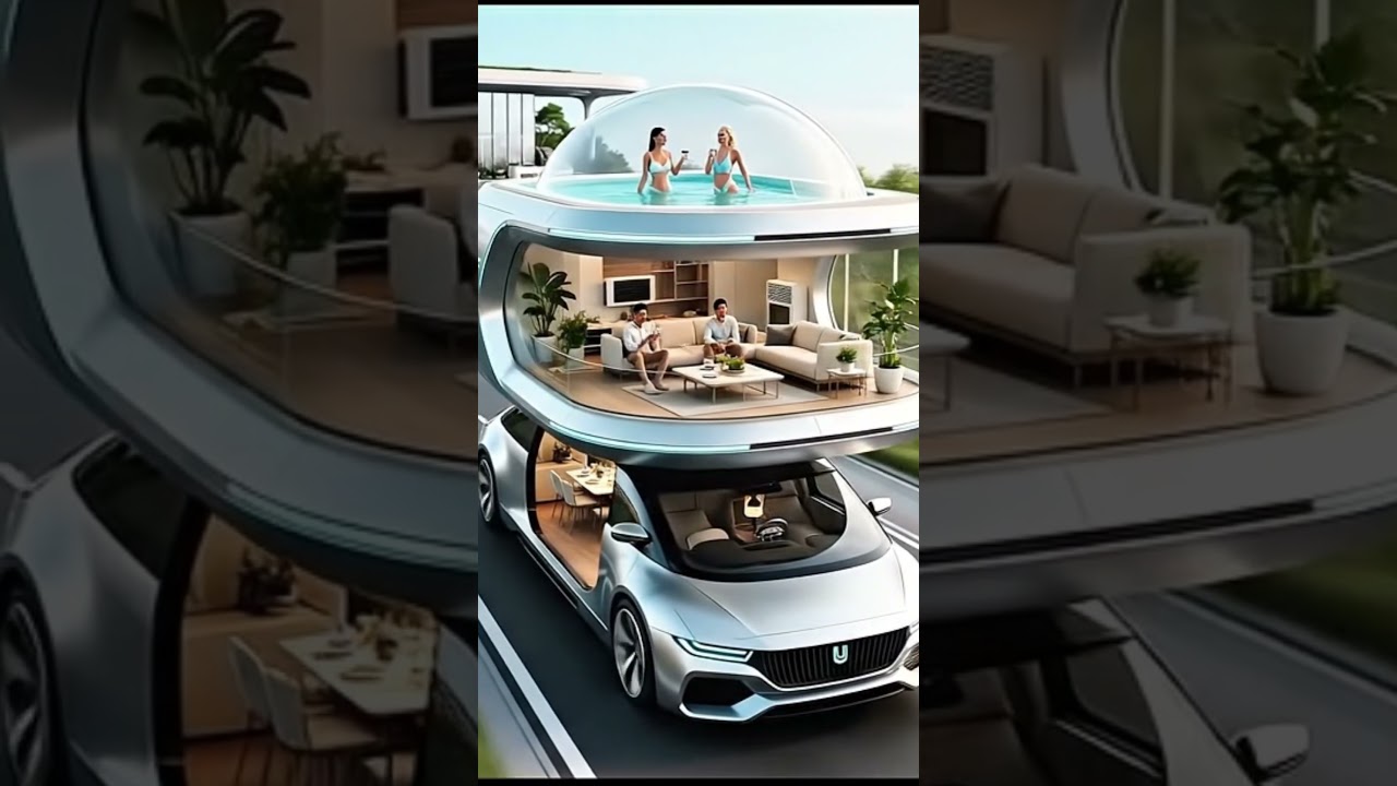 "Futuristic Luxury Car Home | Moving House with Rooftop Pool, Lounge & Dining Space"