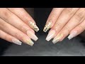 Nude &amp; Gold Nails | Acrylic Nails