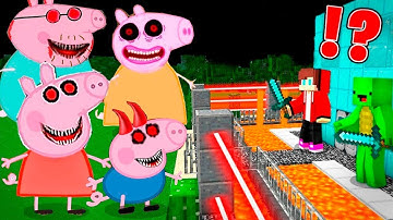 Scary Peppa Pig family EXE vs Security House in Minecraft Challenge Maizen JJ and Mikey