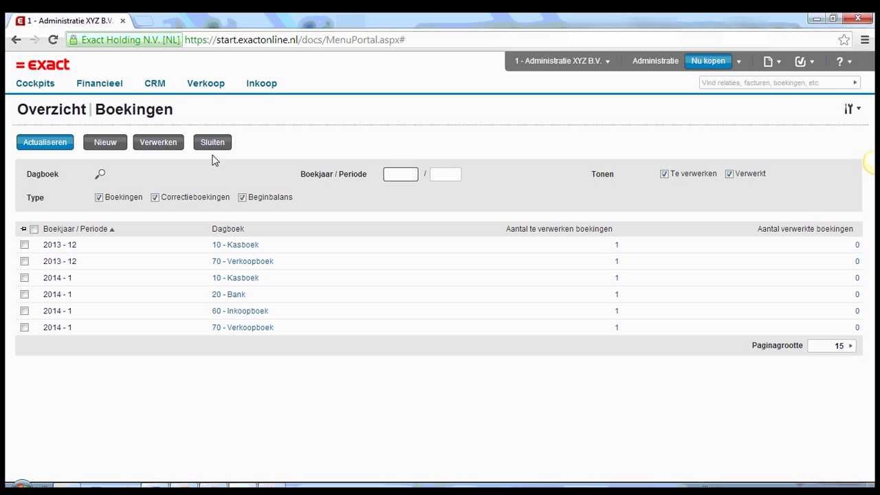 Het Scherm Overzicht: Boekingen In Exact Online - Youtube