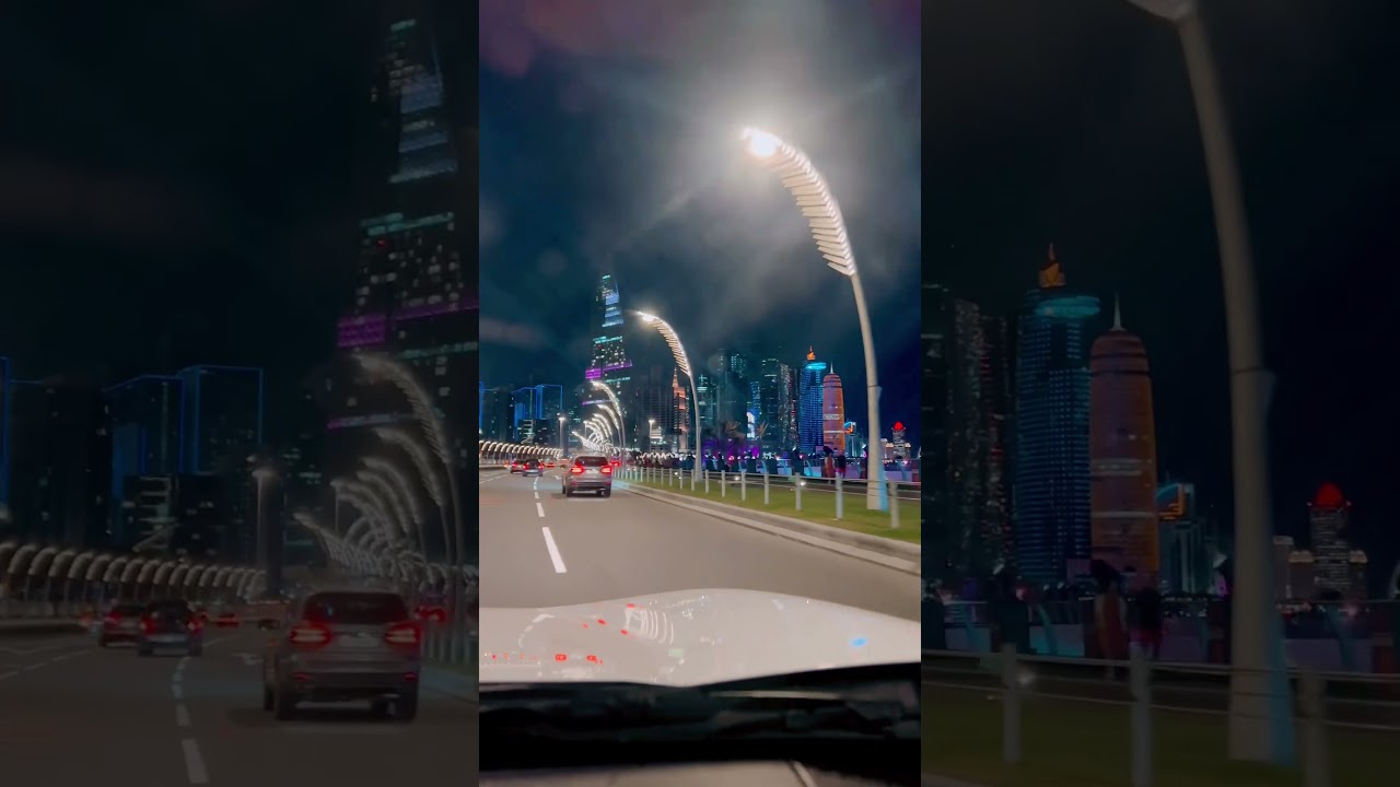 Doha city night drive