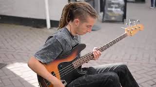 Video thumbnail of "Stevie Wonder - Isn't She Lovely - Dr Funk Bass Cover  🎸 (Busking :: Newquay)"