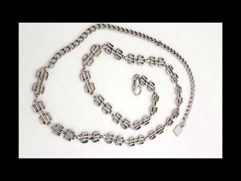 TFJ Women's Fashion Metal Belt Hip High Waist Skinny Narrow Chain Links S M Silver