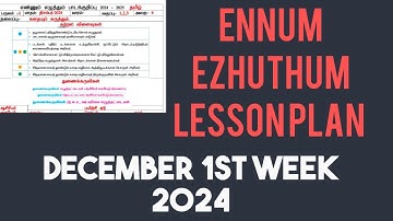 4th,5th std Ennum Ezhuthum Lesson Plan December First Week 2024 Tamil Medium and English Medium
